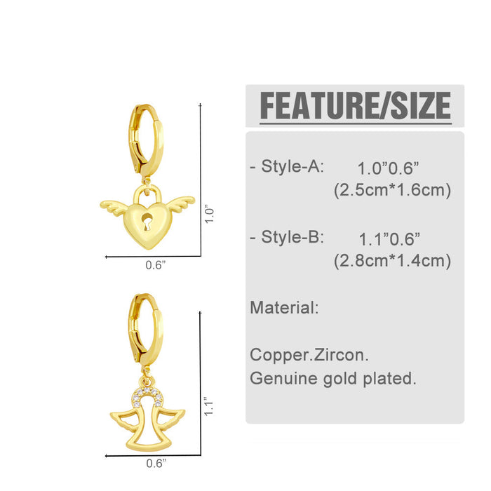 Wholesale Copper Plated 18K Gold Zircon Hollow Angel Earrings JDC-ES-AS-029 Earrings 翱?N Wholesale Jewelry JoyasDeChina Joyas De China