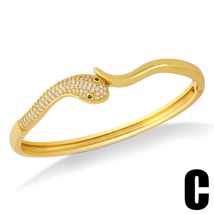 Wholesale Copper Plated 18k Gold Zircon Snake Bracelet JDC-BT-AS110 Bracelet 翱升 Wholesale Jewelry JoyasDeChina Joyas De China