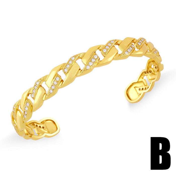 Wholesale Copper Plated 18k Gold Zircon Snake Bracelet JDC-BT-AS111 Bracelet 翱升 B Wholesale Jewelry JoyasDeChina Joyas De China