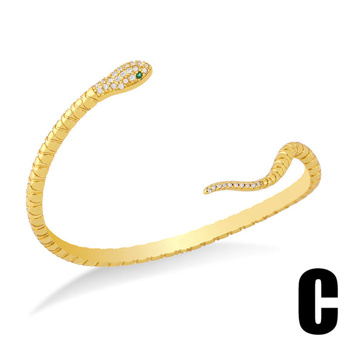 Wholesale Copper Plated 18k Gold Zircon Snake Bracelet JDC-BT-AS111 Bracelet 翱升 C Wholesale Jewelry JoyasDeChina Joyas De China