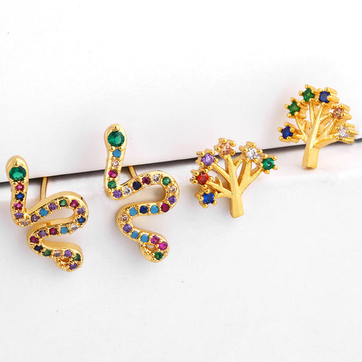 Wholesale Copper Plated 18K Gold Zircon Snake Earrings JDC-ES-AS092 Earrings 翱升 Wholesale Jewelry JoyasDeChina Joyas De China