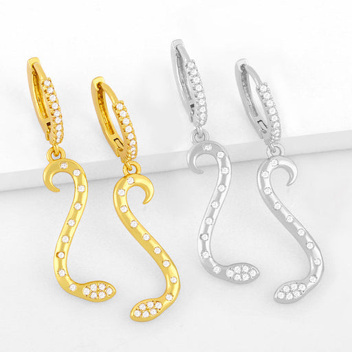 Wholesale Copper Plated 18K Gold Zircon Snake Earrings JDC-ES-AS095 Earrings 翱升 Wholesale Jewelry JoyasDeChina Joyas De China