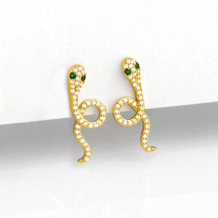 Wholesale Copper Plated 18K Gold Zircon Snake Earrings JDC-ES-AS096 Earrings 翱升 Wholesale Jewelry JoyasDeChina Joyas De China