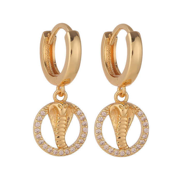 Wholesale Copper Plated 18K Gold Zircon Snake Earrings JDC-ES-HX001 Earrings 鸿禧 snake Wholesale Jewelry JoyasDeChina Joyas De China
