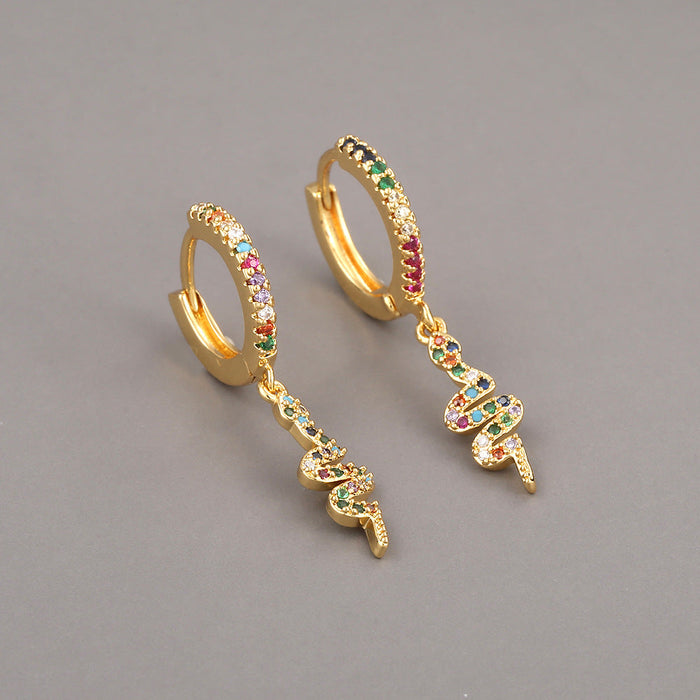 Wholesale Copper Plated 18K Gold Zircon Snake Earrings JDC-ES-HX006 Earrings 鸿禧 Wholesale Jewelry JoyasDeChina Joyas De China