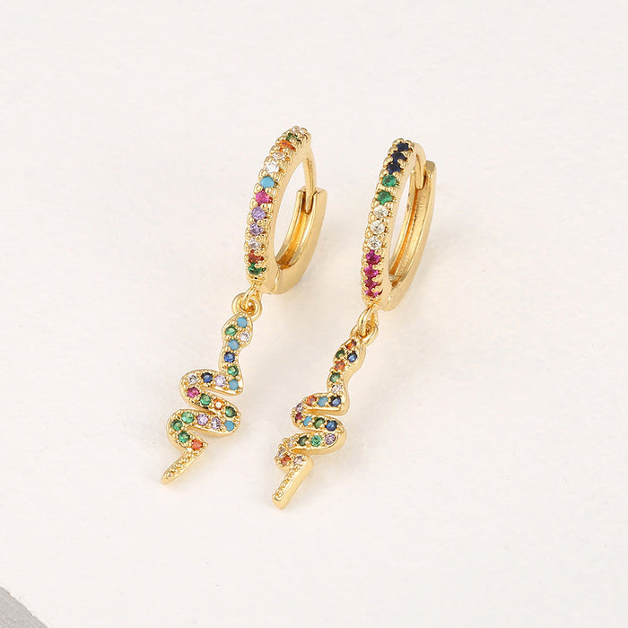 Wholesale Copper Plated 18K Gold Zircon Snake Earrings JDC-ES-HX006 Earrings 鸿禧 Wholesale Jewelry JoyasDeChina Joyas De China