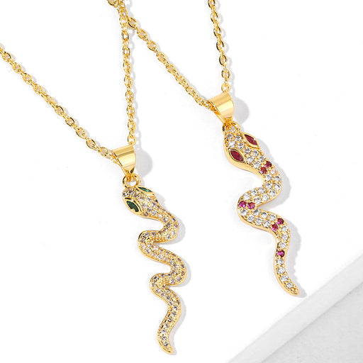 Wholesale Copper Plated 18K Gold Zircon Snake Necklaces JDC-NE-AS402 Necklaces 翱升 Wholesale Jewelry JoyasDeChina Joyas De China