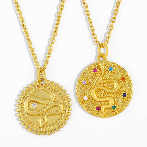 Wholesale Copper Plated 18K Gold Zircon Snake Necklaces JDC-NE-AS404 Necklaces 翱升 Wholesale Jewelry JoyasDeChina Joyas De China