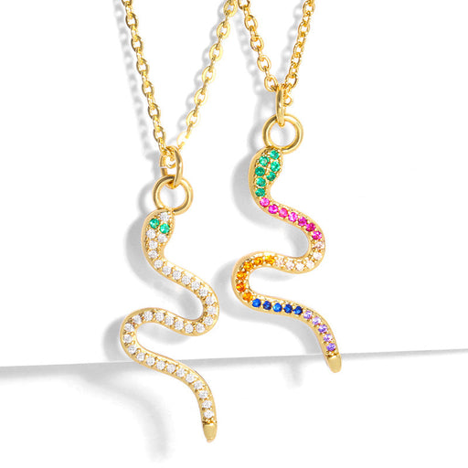 Wholesale Copper Plated 18K Gold Zircon Snake Necklaces JDC-NE-AS408 Necklaces 翱升 Wholesale Jewelry JoyasDeChina Joyas De China