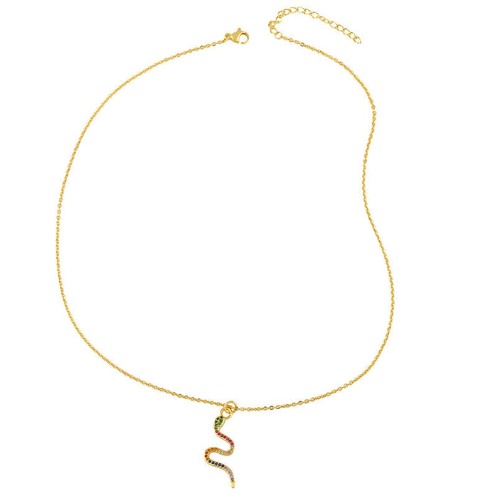 Wholesale Copper Plated 18K Gold Zircon Snake Necklaces JDC-NE-AS408 Necklaces 翱升 Wholesale Jewelry JoyasDeChina Joyas De China
