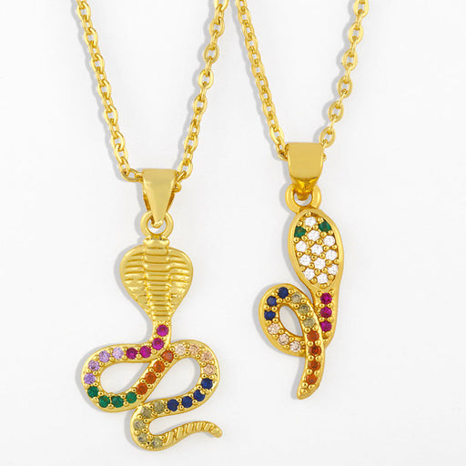 Wholesale Copper Plated 18K Gold Zircon Snake Necklaces JDC-NE-AS409 Necklaces 翱升 Wholesale Jewelry JoyasDeChina Joyas De China