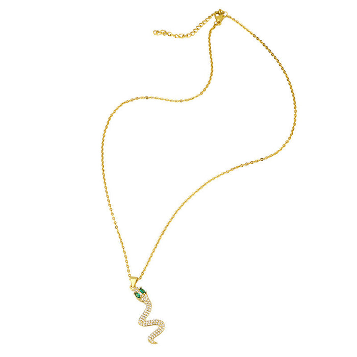 Wholesale Copper Plated 18K Gold Zircon Snake Necklaces JDC-NE-AS412 Necklaces 翱升 Wholesale Jewelry JoyasDeChina Joyas De China