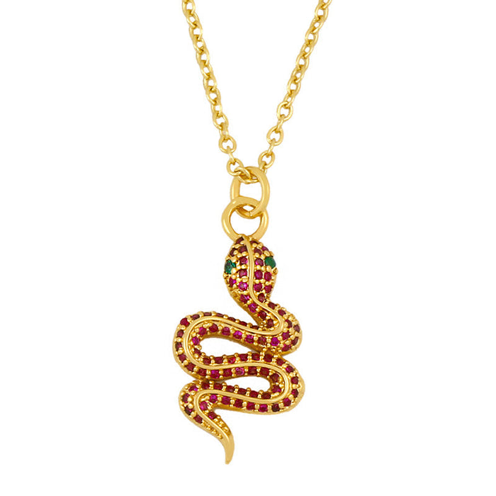 Wholesale Copper Plated 18K Gold Zircon Snake Necklaces JDC-NE-AS414 Necklaces 翱升 snake Wholesale Jewelry JoyasDeChina Joyas De China