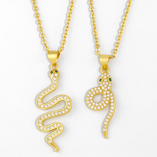 Wholesale Copper Plated 18K Gold Zircon Snake Necklaces JDC-NE-AS415 Necklaces 翱升 Wholesale Jewelry JoyasDeChina Joyas De China