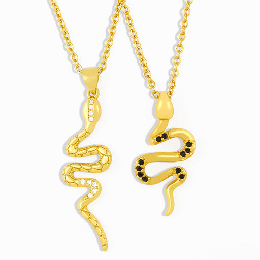 Wholesale Copper Plated 18K Gold Zircon Snake Necklaces JDC-NE-AS416 Necklaces 翱升 Wholesale Jewelry JoyasDeChina Joyas De China