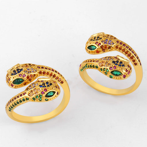 Wholesale Copper Plated 18K Gold Zircon Snake Rings JDC-RS-AS410 Rings 翱升 Wholesale Jewelry JoyasDeChina Joyas De China