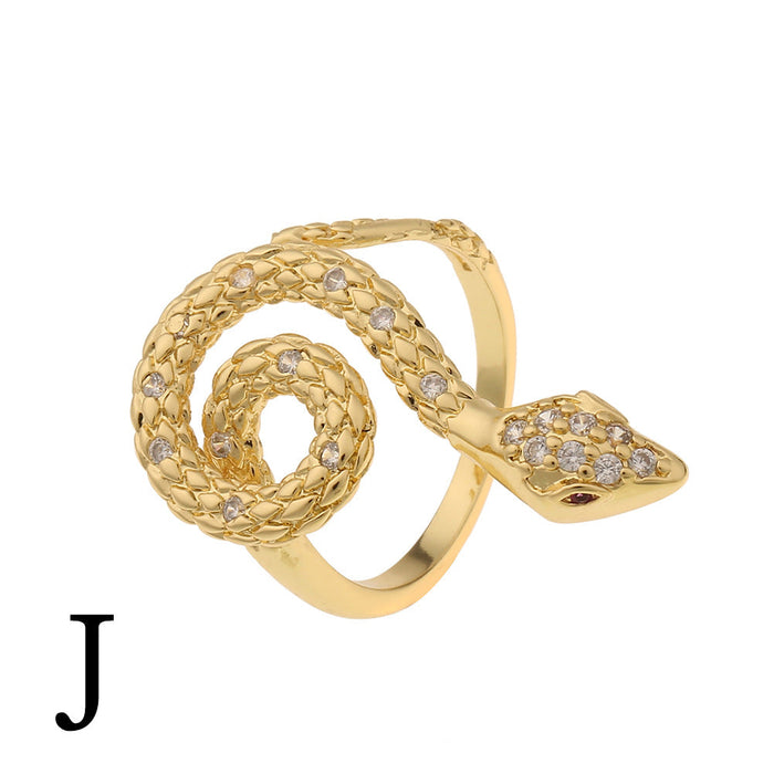 Wholesale Copper Plated 18K Gold Zircon Snake Rings JDC-RS-HX136 Rings 鸿禧 J adjustable Wholesale Jewelry JoyasDeChina Joyas De China