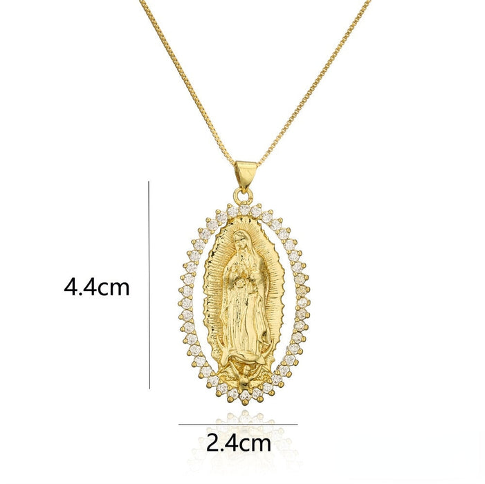 Wholesale copper plated 18K gold zircon Virgin Mary necklace JDC-NE-AG137 Necklaces 澳古 Wholesale Jewelry JoyasDeChina Joyas De China