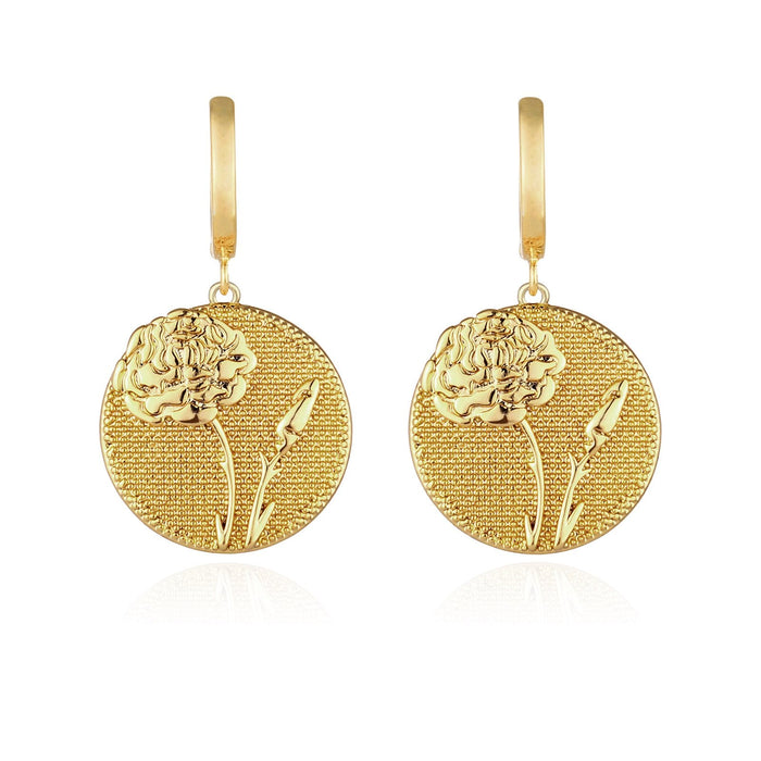 Wholesale copper plated real gold flower pendant marigold earrings JDC-ES-GSWB023 Earrings JoyasDeChina 1-Jan Wholesale Jewelry JoyasDeChina Joyas De China