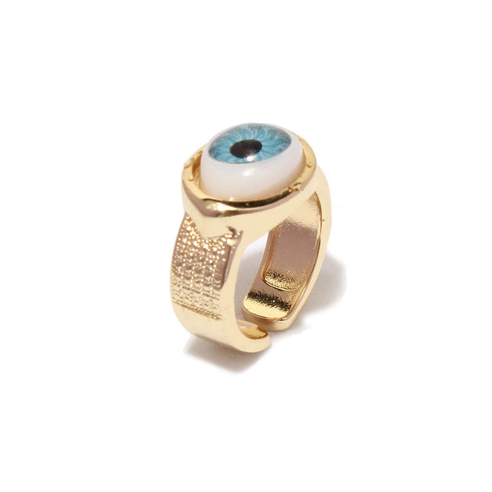 Wholesale copper plated zircon devil's eye rings JDC-RS-TC005 Rings JoyasDeChina blue adjustable Wholesale Jewelry JoyasDeChina Joyas De China