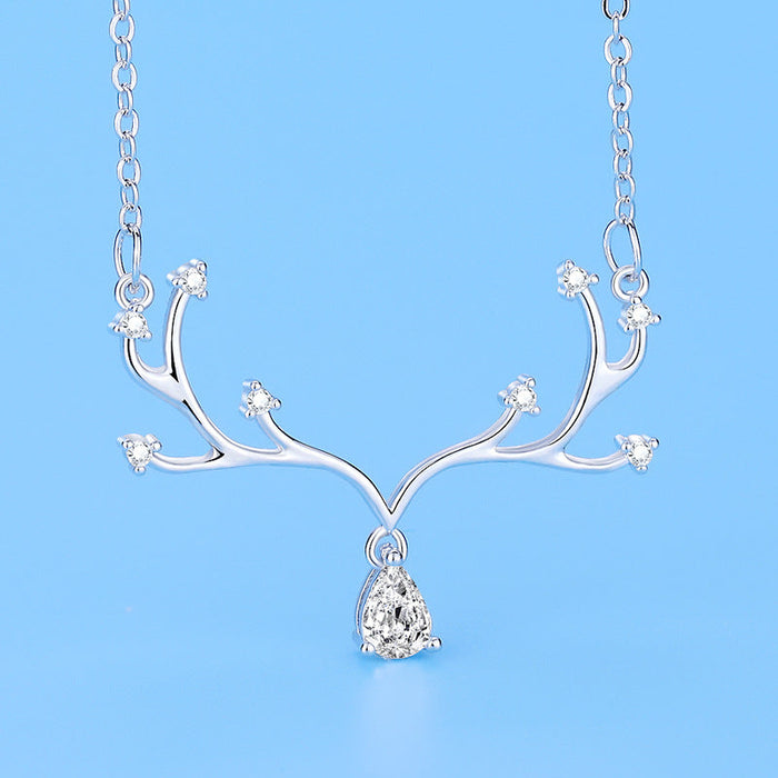 Wholesale copper plating platinum imitation silver antler necklace JDC-NE-QLX006 Necklaces 巧兰轩 white Wholesale Jewelry JoyasDeChina Joyas De China
