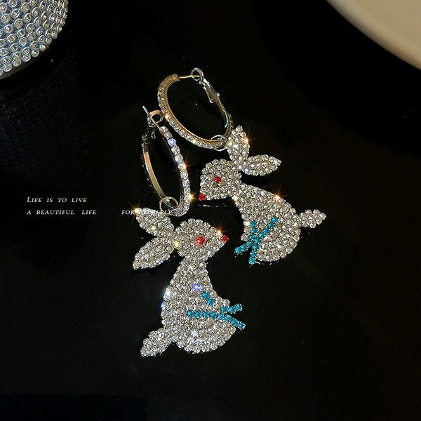 Wholesale copper Rabbit Silver Earrings JDC-ES-BY-127 Earrings 宝钰 Wholesale Jewelry JoyasDeChina Joyas De China