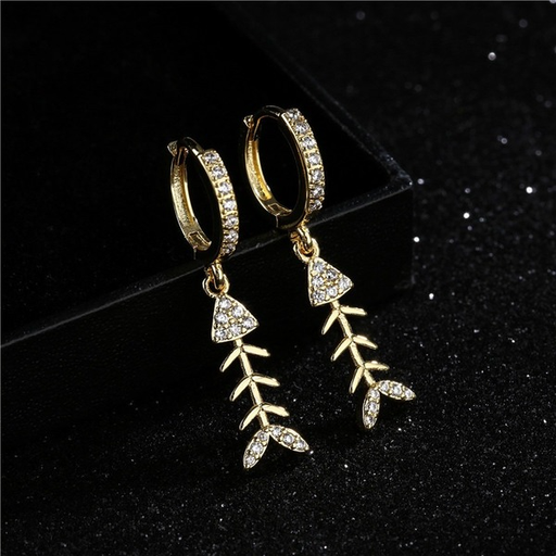 Bulk Jewelry Wholesale copper rainbow-colored zircon micro-set fish bone earrings JDC-ES-ag073 Wholesale factory from China YIWU China