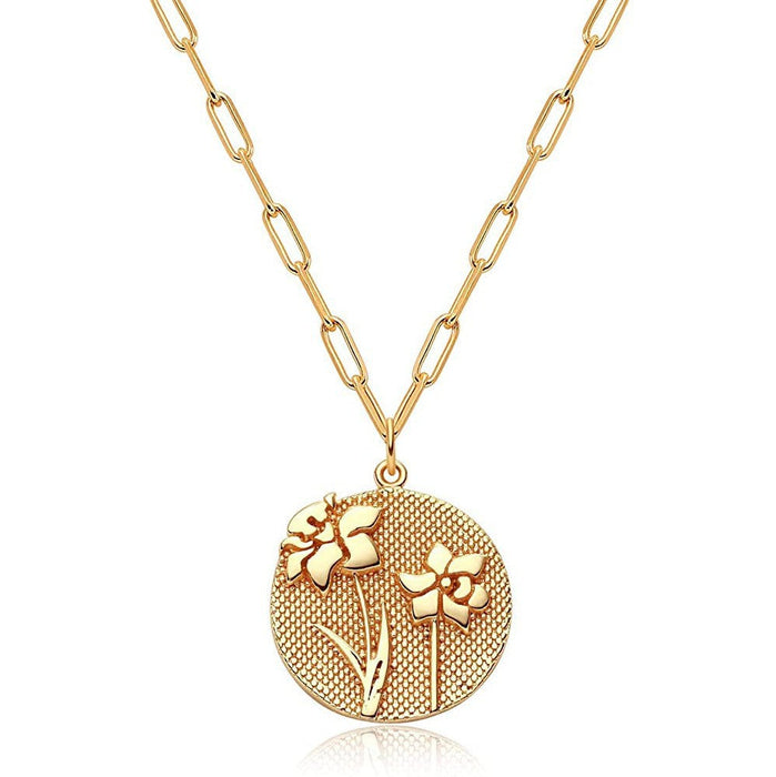Wholesale copper real gold plating round marigold necklaces JDC-NE-GSWB022 Necklaces JoyasDeChina December Wholesale Jewelry JoyasDeChina Joyas De China
