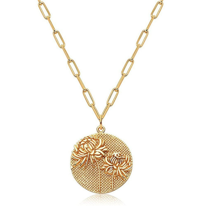 Wholesale copper real gold plating round marigold necklaces JDC-NE-GSWB022 Necklaces JoyasDeChina November Wholesale Jewelry JoyasDeChina Joyas De China