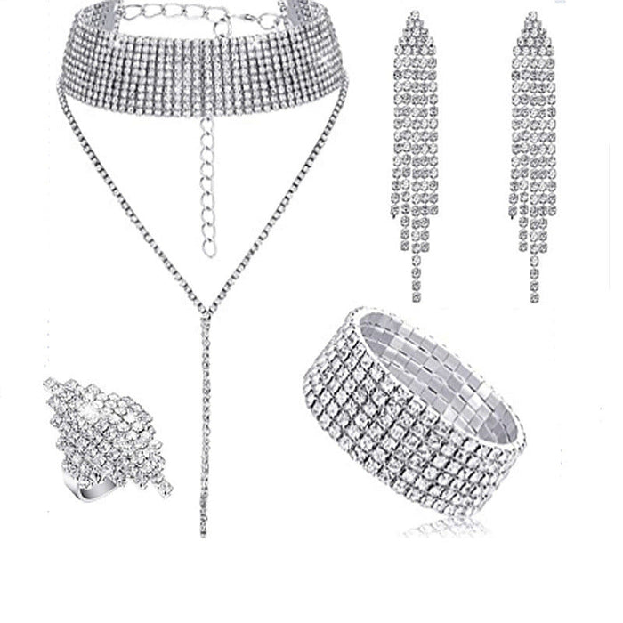 Wholesale Copper Rhinestone Bracelet Earrings Necklace Set JDC-NE-JX002 Necklaces 锦希 set Wholesale Jewelry JoyasDeChina Joyas De China