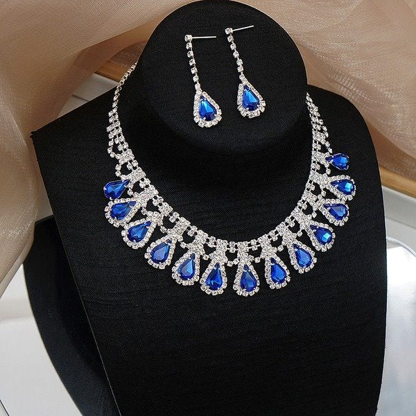 Wholesale Copper Rhinestone Crystal Necklace Earring Set JDC-NE-JX030 Necklaces 锦希 Wholesale Jewelry JoyasDeChina Joyas De China