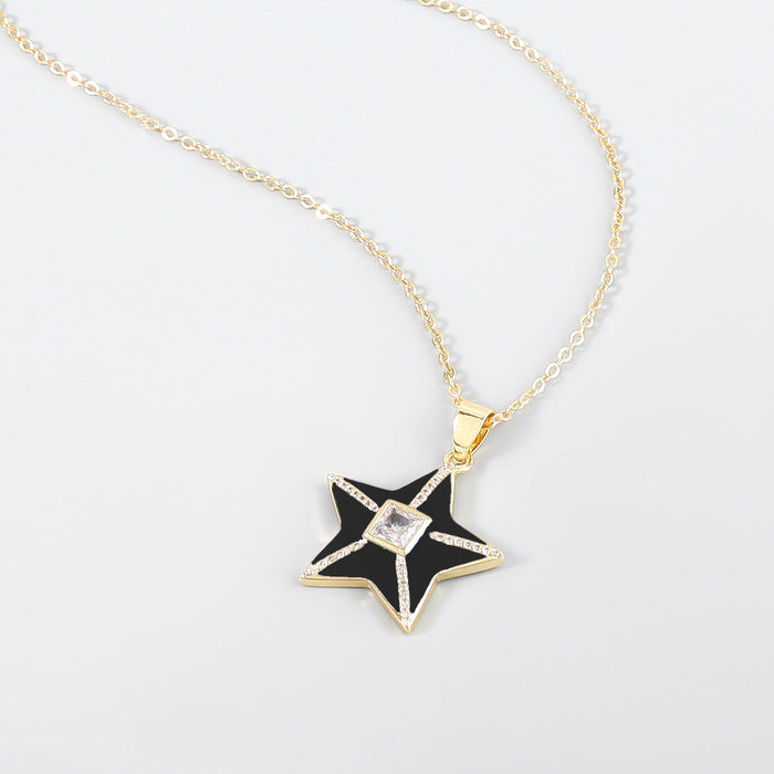 Wholesale Copper Rhinestone Drop Oil Star Necklace JDC-NE-JL183 Necklaces 氿乐 black Wholesale Jewelry JoyasDeChina Joyas De China