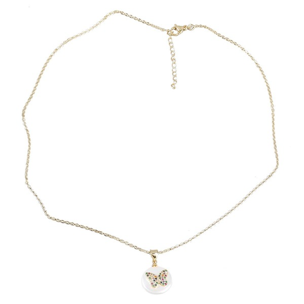 Wholesale Copper Rhinestone Imitation Pearl Butterfly Necklace JDC-NE-JL173 Necklaces 氿乐 Wholesale Jewelry JoyasDeChina Joyas De China