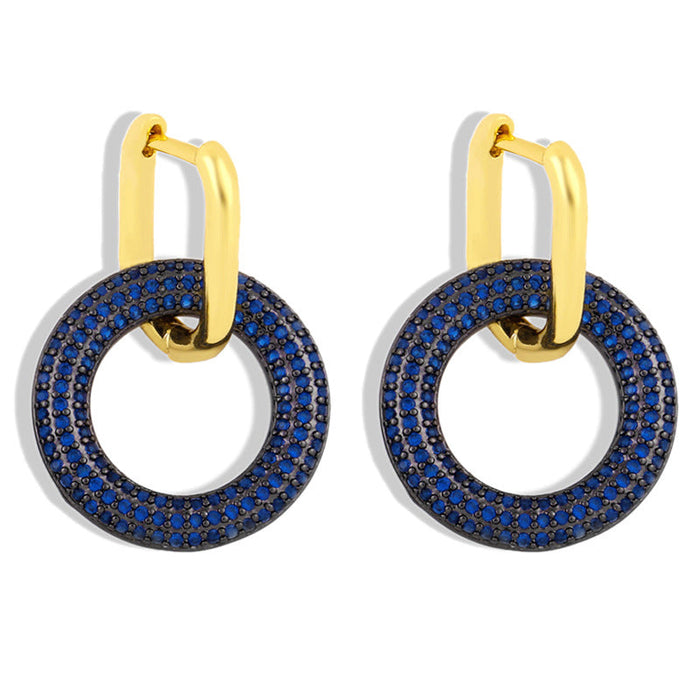 Wholesale copper round blue Earrings JDC-ES-AS057 Earrings 翱?N blue Wholesale Jewelry JoyasDeChina Joyas De China