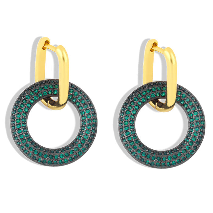 Wholesale copper round blue Earrings JDC-ES-AS057 Earrings 翱?N green Wholesale Jewelry JoyasDeChina Joyas De China