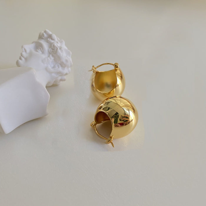 Wholesale copper round gold earrings JDC-ES-BY029 Earrings 宝钰 golden Wholesale Jewelry JoyasDeChina Joyas De China