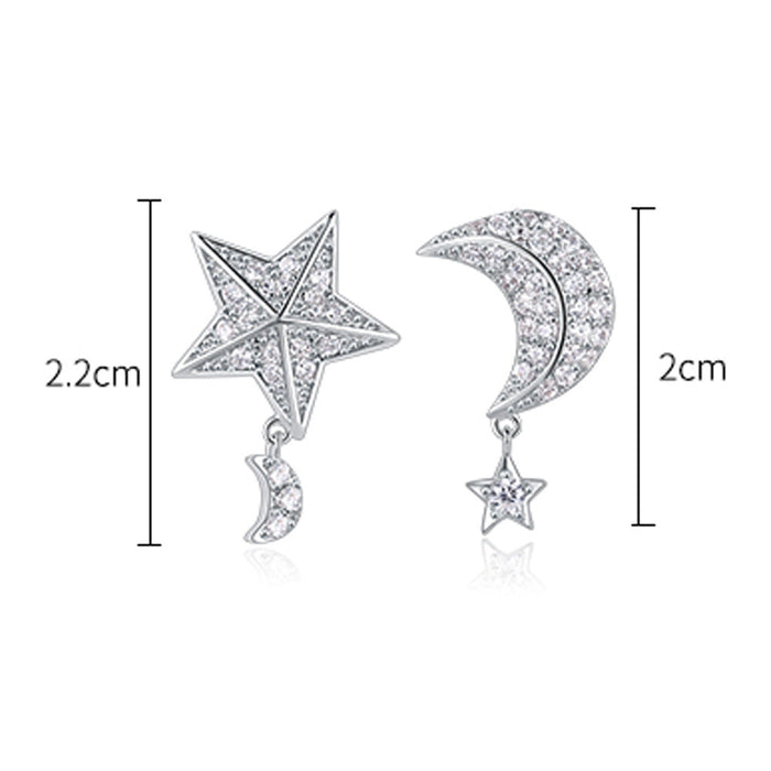 Wholesale Copper S925 Silver Needle Zircon Star Moon Earrings JDC-ES-XuF106 Earrings 旭帆 Wholesale Jewelry JoyasDeChina Joyas De China