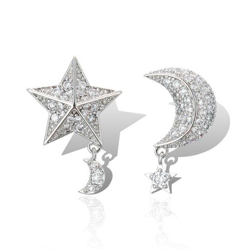 Wholesale Copper S925 Silver Needle Zircon Star Moon Earrings JDC-ES-XuF106 Earrings 旭帆 A Wholesale Jewelry JoyasDeChina Joyas De China