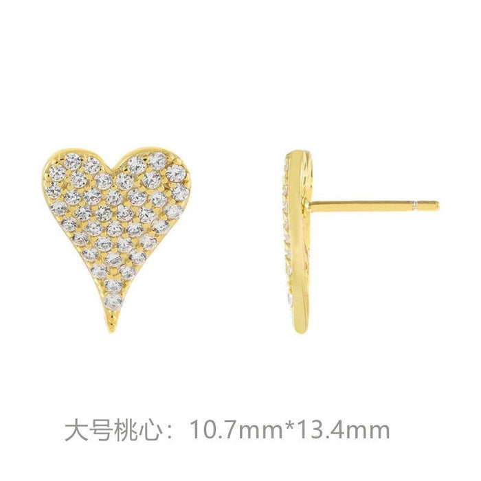 Wholesale Copper Set Zirconia Long Heart Earrings JDC-ES-Jif002 Earrings 集沣 Large heart stud earrings Wholesale Jewelry JoyasDeChina Joyas De China