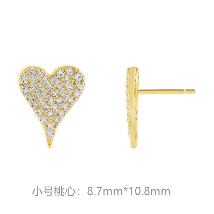 Wholesale Copper Set Zirconia Long Heart Earrings JDC-ES-Jif002 Earrings 集沣 Small peach heart earrings Wholesale Jewelry JoyasDeChina Joyas De China