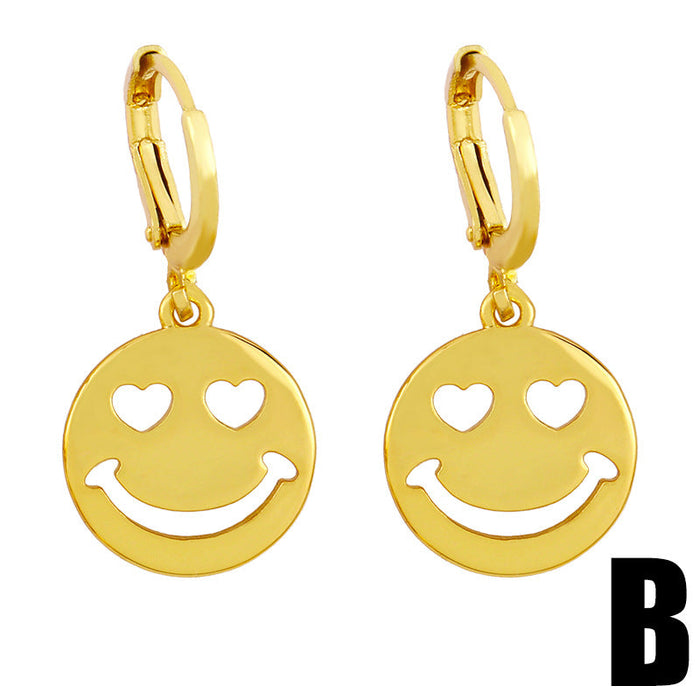 Wholesale copper smiling face Gold Earrings JDC-ES-AS067 Earrings 翱?N B Wholesale Jewelry JoyasDeChina Joyas De China