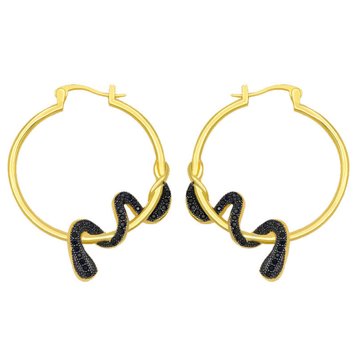 Wholesale copper snake Gold Earrings JDC-ES-AS038 Earrings 翱?N black Wholesale Jewelry JoyasDeChina Joyas De China