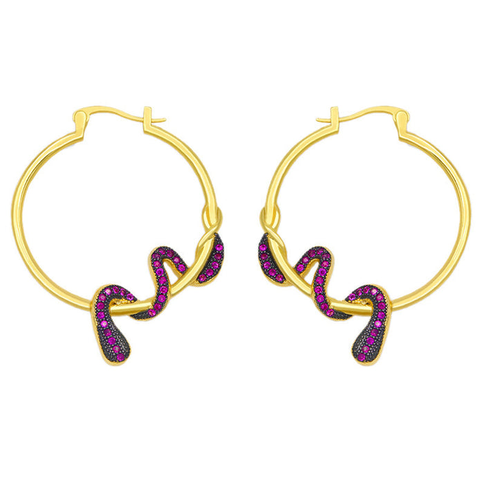 Wholesale copper snake Gold Earrings JDC-ES-AS038 Earrings 翱?N rose red Wholesale Jewelry JoyasDeChina Joyas De China