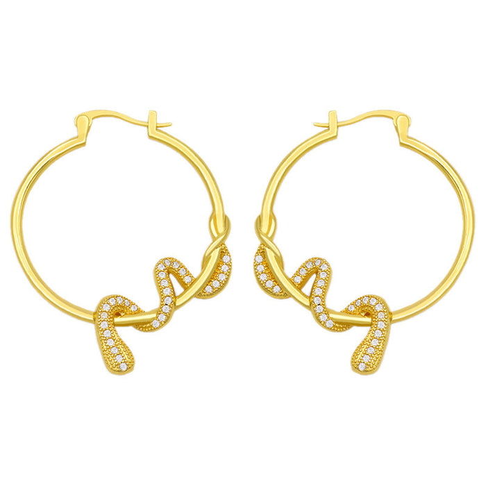 Wholesale copper snake Gold Earrings JDC-ES-AS038 Earrings 翱?N white Wholesale Jewelry JoyasDeChina Joyas De China