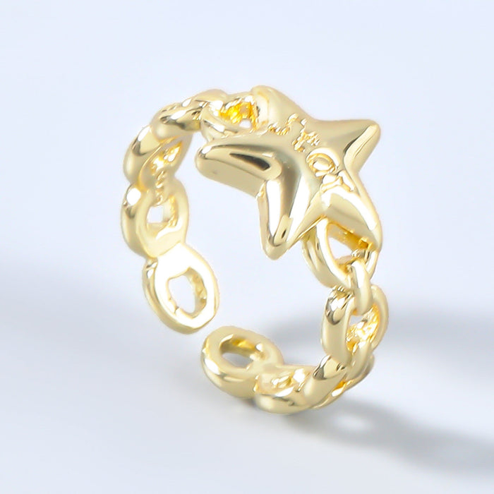 Wholesale copper star hollow ring JDC-RS-JL123 Rings JoyasDeChina golden Wholesale Jewelry JoyasDeChina Joyas De China