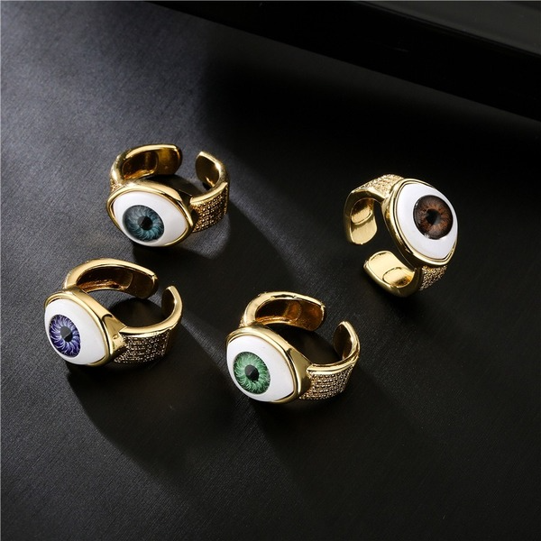 Bulk Jewelry Wholesale copper stereoscopic evil eyes rings JDC-RS-ag153 Wholesale factory from China YIWU China