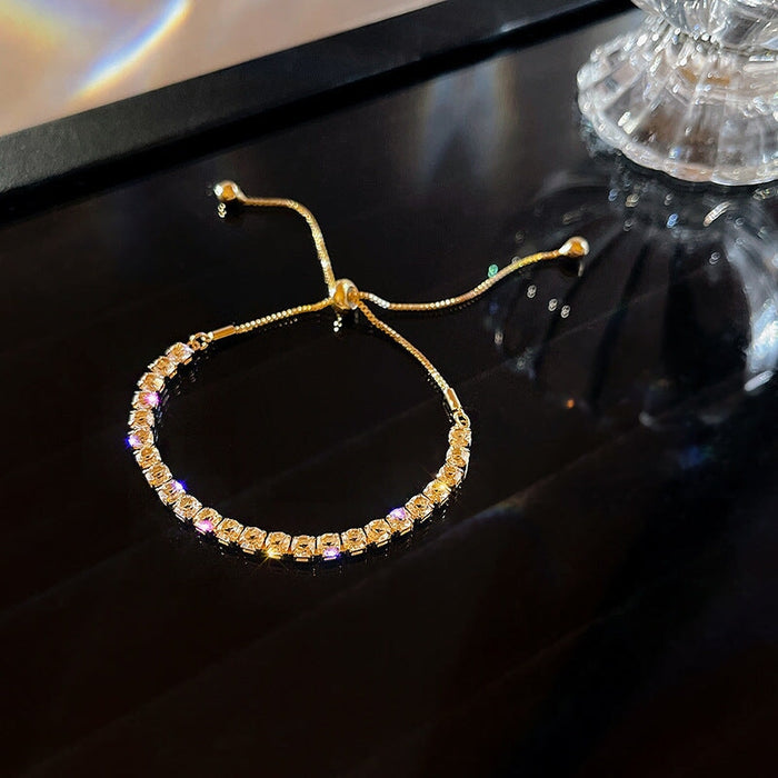 Wholesale Copper Zircon Full Diamond Tennis Chain Bracelet JDC-BT-HanJ006 Bracelet 韩爵 S175 gold Wholesale Jewelry JoyasDeChina Joyas De China