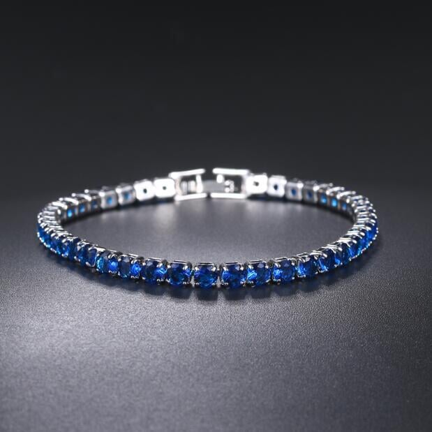 Wholesale Copper Zircon Full Diamond Tennis Chain Bracelet JDC-BT-ZuoYi001 Bracelet 佐伊 blue 19cm Wholesale Jewelry JoyasDeChina Joyas De China