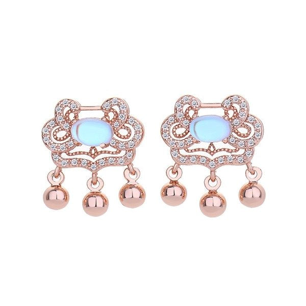 Wholesale copper zircon longevity lock earrings JDC-ES-QLX021 Earrings 巧兰轩 Wholesale Jewelry JoyasDeChina Joyas De China