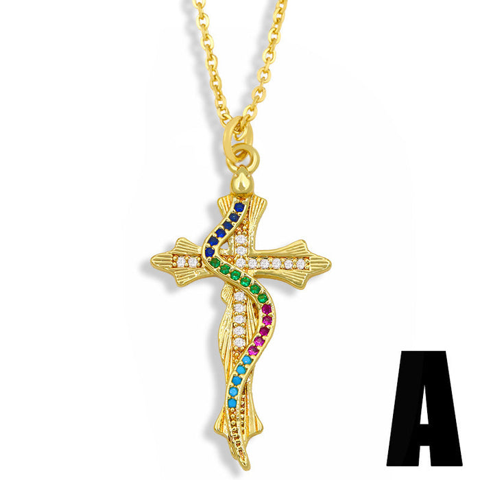 Wholesale Copper Zircon Snake Cross Necklaces JDC-NE-AS399 Necklaces 翱升 Wholesale Jewelry JoyasDeChina Joyas De China